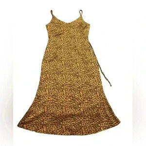 Evelyn Animal Print Tie Back Satin Dress, Size Small.